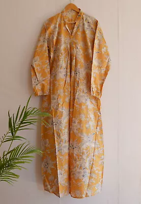 Cotton Dress Floral Print Handmade Designer Women Fashionable Dress Long Tunic • $41.82