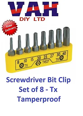 CK T4527 Set Of 8 Torx (TX) Star Security Tamperproof Pin Screwdriver Bits • £5.99