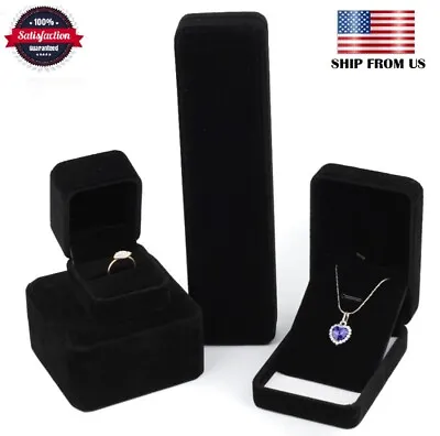 3× Velvet Earring Ring Necklace Pendant Jewelry Box Case Gift Boxes Wrapping Set • $8.36