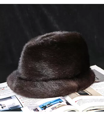 Men's 100% Real Mink Fur Hat Thicken Winter Warm Whole Fur Cap Fashion Outdoor/ • $93.69