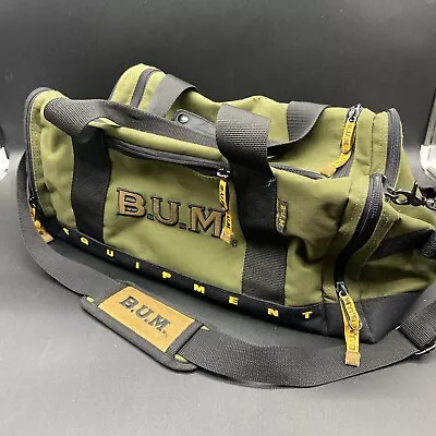 Vintage 90s B.U.M. Equipment Duffle Travel Gym Bag Canvas Olive Green RETRO BUM • $34.95