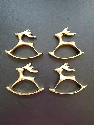 Set Of 4 Brass Napkin Rings Running / Rocking Deer  • $22