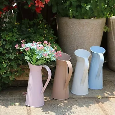 20cm Vintage Flower Vase Shabby Chic Flower Vase Enamel Tin Pitcher Jug Flower  • $12.49