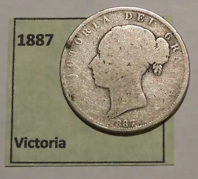 British Silver Half Crown - 1887 - Queen Victoria • $22