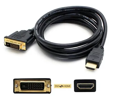 3m DVI To HDMI Cable PC To Monitor DVI-D PC Laptop To TV Adapter Converter Lead • £2.50