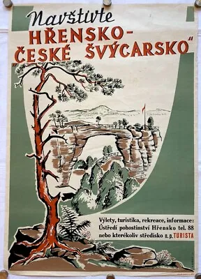 Original Vintage Poster CZECHOSLOVAKIA - TRAVEL - BOHEMIAN SWITZERLAND - 1955 • $339