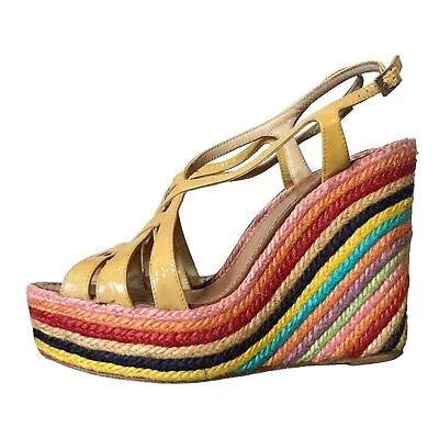 Kate Spade Lindsay Rainbow Espadrille Wedge Platform Sandals 9.5 • £31.84