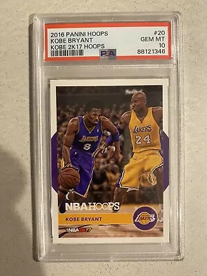 2016 NBA Hoops Kobe Bryant #20 2K17 PSA 10 • $100