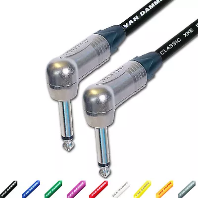 Van Damme PRO Angled Guitar Lead. 1/4 Inch Mono Neutrik Jacks 2m 3m 5m Cable • $22.34