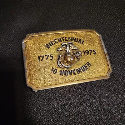 Vintage USMC Bicentennial Belt Buckle 1775-1975 Gold Marine Corps • $15