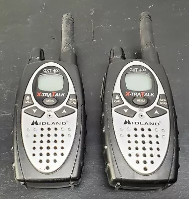 2-Midland X-tra GXT-400 Black/Silver Handheld 22 Channels 10 Mile Two Way Radios • $19.99