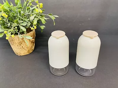 Vintage Tupperware Salt & Pepper Shakers #2314A- 4   Tall White And Tan • $20