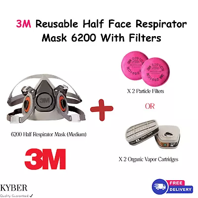 Original 3M Reusable Half Face Respirator Mask 6200 Dust Paint Weld Medium Size • $55