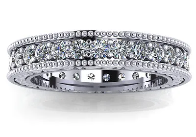 1.00 Ct Millgrain Edge Diamond Eternity Wedding Band Ring In Platinum • $2299