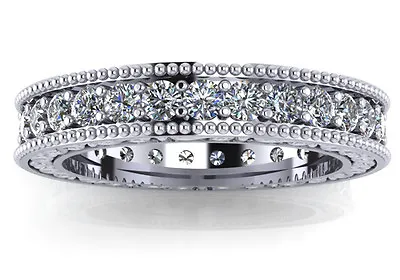 1.00 Ct Millgrain Edge Diamond Eternity Wedding Band Ring With  • $1499