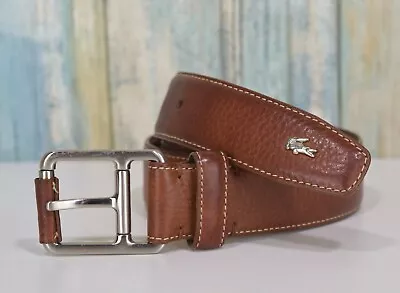 Lacoste Brown Leather Belt Size 34 Full Pebble Grain • $48