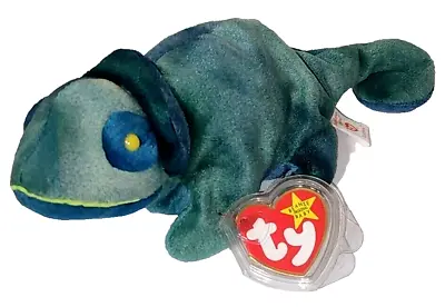 Ty Beanie Baby - RAINBOW The Chameleon (Dark Blue Fabric) MINT With MINT TAGS • $4.90