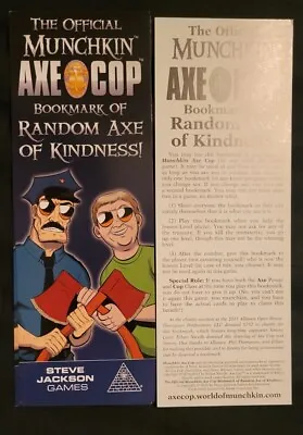 Munchkin Axe Cop Act Of Random Kindness Bookmark NEW Steve Jackson Games • $4.49