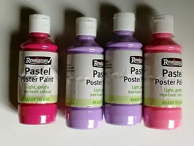 £6.99 • Buy 4 X 250ml Bottles Pastel Paint Ready Mixed Kids Childrens Poster Paint 