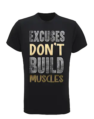 Mens Recycled Performance T-Shirt Excuses Dont Build Muscles Gym Fitness TriDri • £7.95