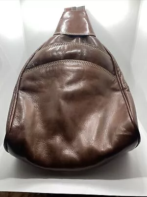 Women's Small Brown Moroccan Leather Designer Backpack / Sling Bag Purse LOOK! • $79