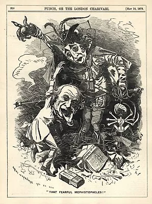 1878 MEPHISTOPHELES CARTOON - British DISRAELI & GLADSTONE Treaty Of San Stefano • $16.95