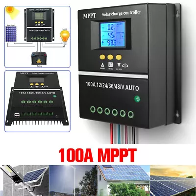 100A 4000W MPPT Solar Charge Controller 12V-48V USB Solar Panel Charge Regulator • £31.95