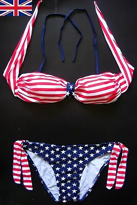 £9.99 • Buy Quality USA BIKINI Swimming Costume PADDED CUPS Twister Swimwear Stars & Stripes