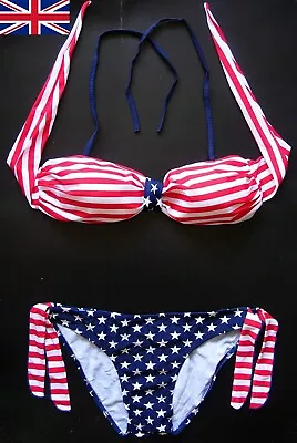 £8.99 • Buy Quality USA BIKINI Swimming Costume PADDED CUPS Twister Swimwear Stars & Stripes