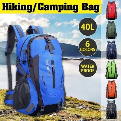 $17.99 • Buy 40L Large Hiking Camping Bag Waterproof Travel Backpack Outdoor Luggage Rucksack