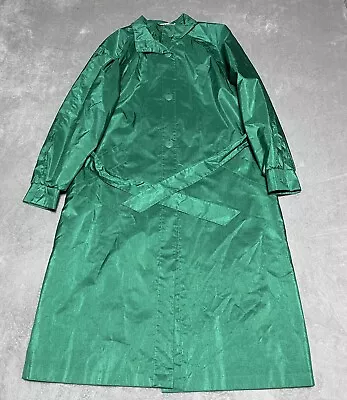 Vintage British Mist Trench Coat Womens 9 10 Green Long Belted Button Up • $39.95