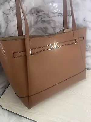 Michael Kors Reed Large Tote Shopper Shoulder Handbag Leather Luggage Leather • $120.50