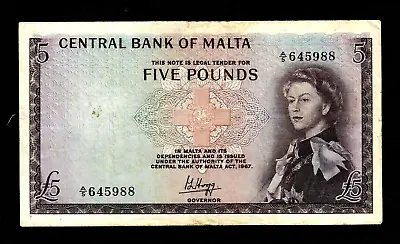 Malta 5 Pounds 1967  P-30    F • $222