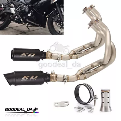 Full System For Kawasaki Z650 Ninja 650 2012-2024 Exhaust Black Tips Header Pipe • £233.70