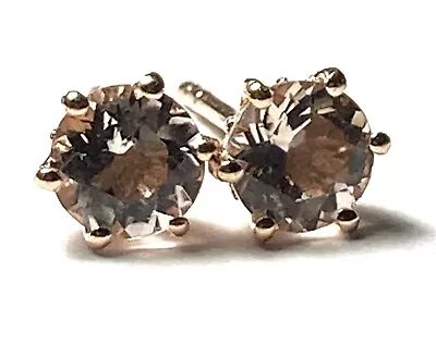 1Ctw Natural Morganite Solitaire Stud Earrings 14kt Rose Gold Over Sterling • $35