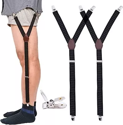 Mens Shirt Stays Military Adjustable Elastic Garter Straps Sock Non-slip Clamps • $21.15