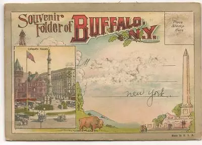 Vintage 1920s Folder Postcard: Buffalo New York;  N.Y. Address • $3