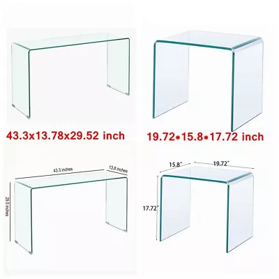 12mm Transparent Tempered Glass Console Table With Rounded Edges Desk Sofa Table • $166.99