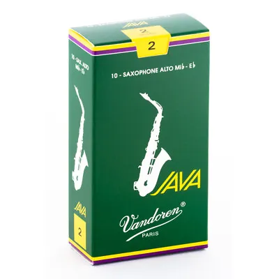 Vandoren SR262 Alto Sax 2 Strength Java Saxophone Reeds Green Box Of 10 • $29.95