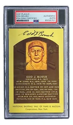 Edd Roush Signed 4x6 Chicago White Sox HOF Plaque Card PSA/DNA 85025701 • $109.99