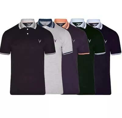 MENS POLO SHIRT Branded Short Sleeve Pure Cotton 2 Button Polo Top Work S-XL 465 • £6.99