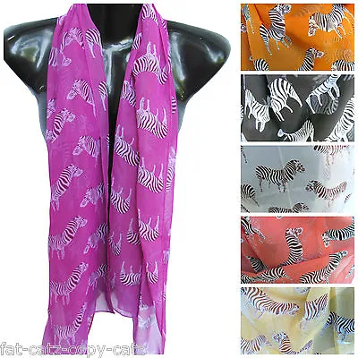 Light Weight Chiffon Summer Colours Zebra Animal Print Ladies Scarf Shawl Sarong • £4.95