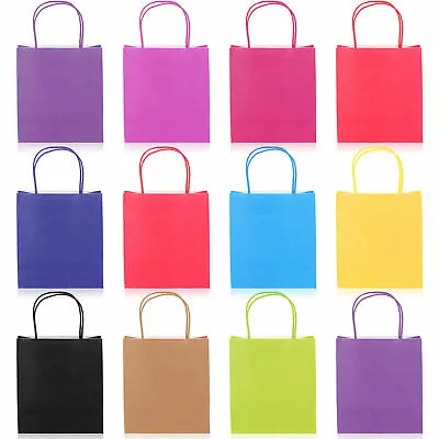 £1.69 • Buy Gift Bags Kraft Paper Carrier Present Handles Wedding Birthday Bag  Small 21cm