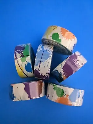 6 Pack Duck Tape Ducklings Rainbow Paint Splatter Mini Rolls .75  X 180  Duct • $8.79