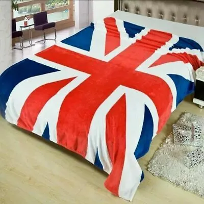 Luxury Union Jack British Flag Throw Super Soft Throw Blanket Double King Size • £17.99