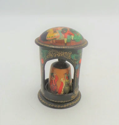 £19.99 • Buy Rare Russian Lacquered Papier Mache Thimble Holder & Thimble - Metapa - Signed