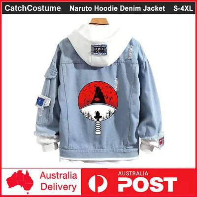 Naruto Uzumaki Shippuden Anime Denim Jacket Hoodie Sweatshirt Hooded Coat Unisex • $52.99