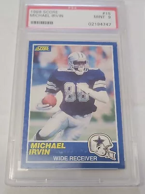 MICHAEL IRVIN 1989 Score GRADED PSA 9 Rookie #18.  COWBOYS • $45