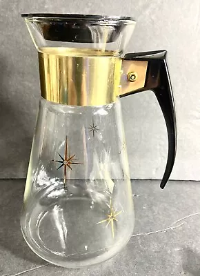 Vintage Corning Pyrex Atomic Gold Starburst Glass Coffee Pot Carafe W/ Lid MCM • $24.99