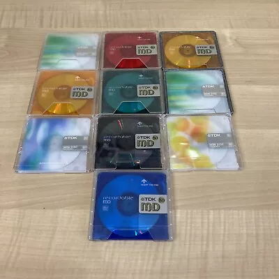 10 Tdk Md80 Minidiscs Bundle | 80 Minutes | Varying Colours With Cases Free P&p • £22.95